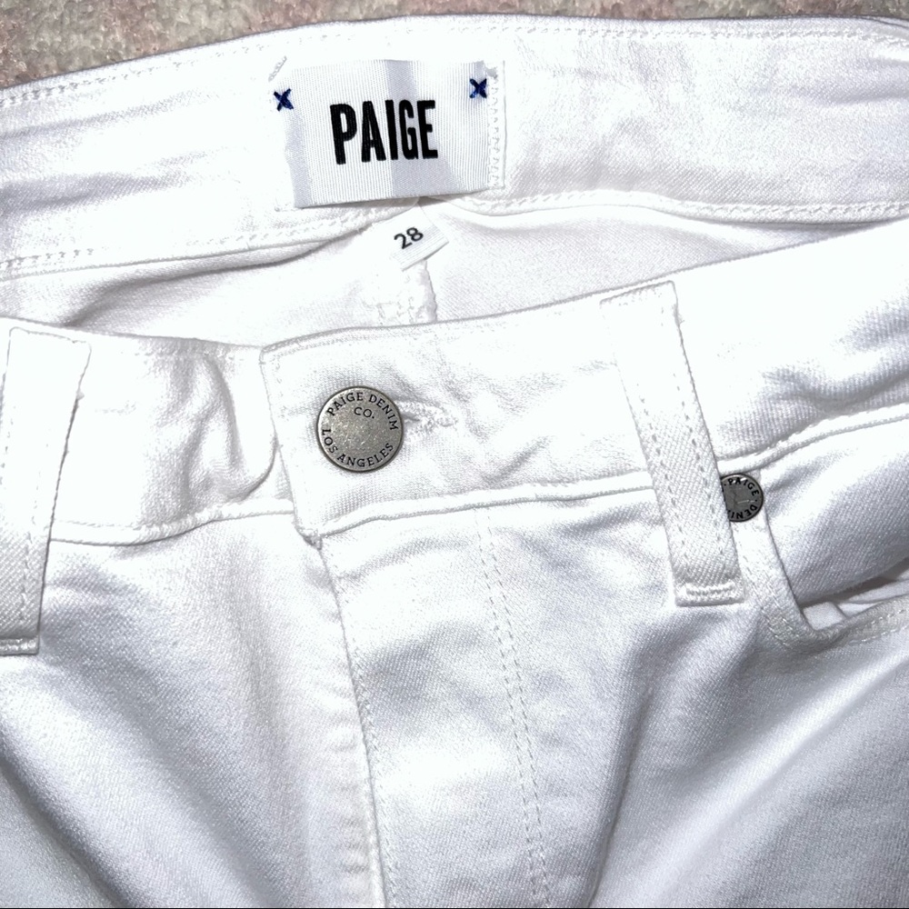 PAIGE High-rise Bootcut Stretch Jeans in white size 28